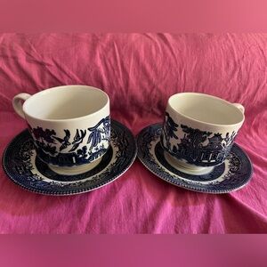 Churchill England - saucer and tea cup set - possibly Blue Willow pattern